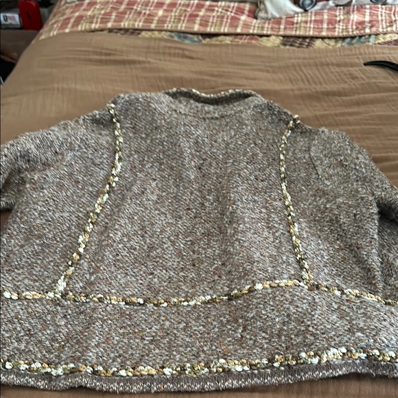 Coldwater Creek Brown Sequin Embellished Cropped Jacket - Picture 8 of 12